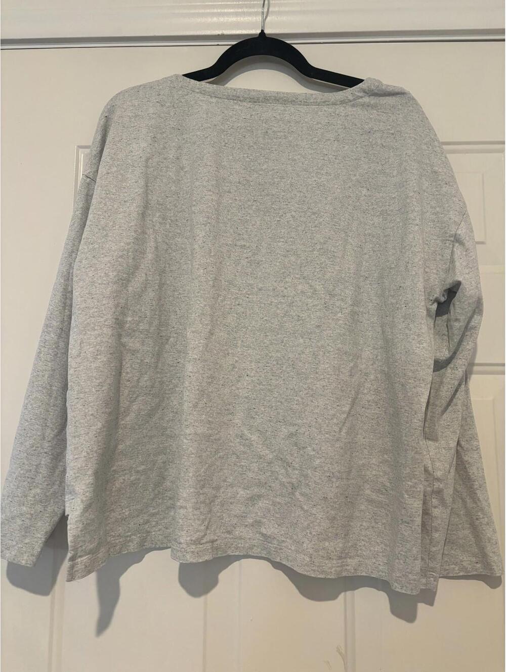 Womens sz L Eileen Fisher casual grey long sleeve shirt #1062 - Picture 2 of 2